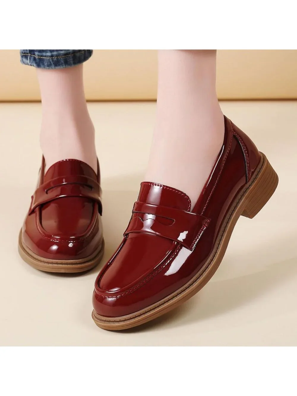 🆕Women's Red Loafers Black Penny Loafer Business Casual Flats Comfortable